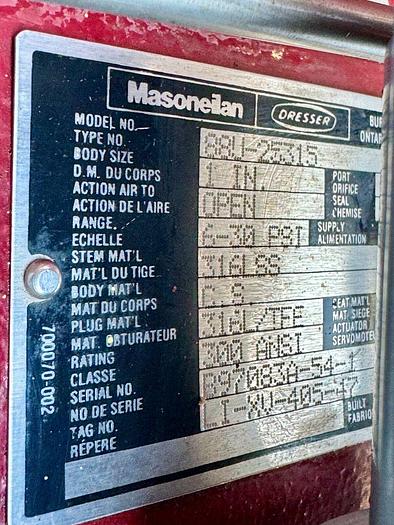 Used Masoneilan 3" Model 88U-25125 Diaphragm Control Valve | 1" Body | 300 ANSI | SVI-2 Positioner | 100 PSI