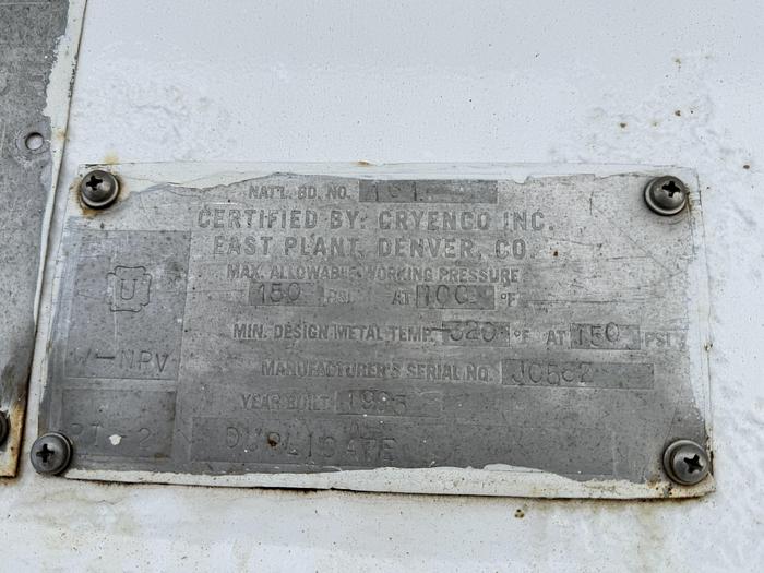 Refurbished Liquid Argon ISO Container. 150 psi Water Capacity 20155 Liters, Payload 229.9 KG