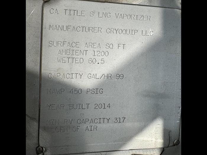 Used Cryogenic Tank  3,000 Gallon LNG Service