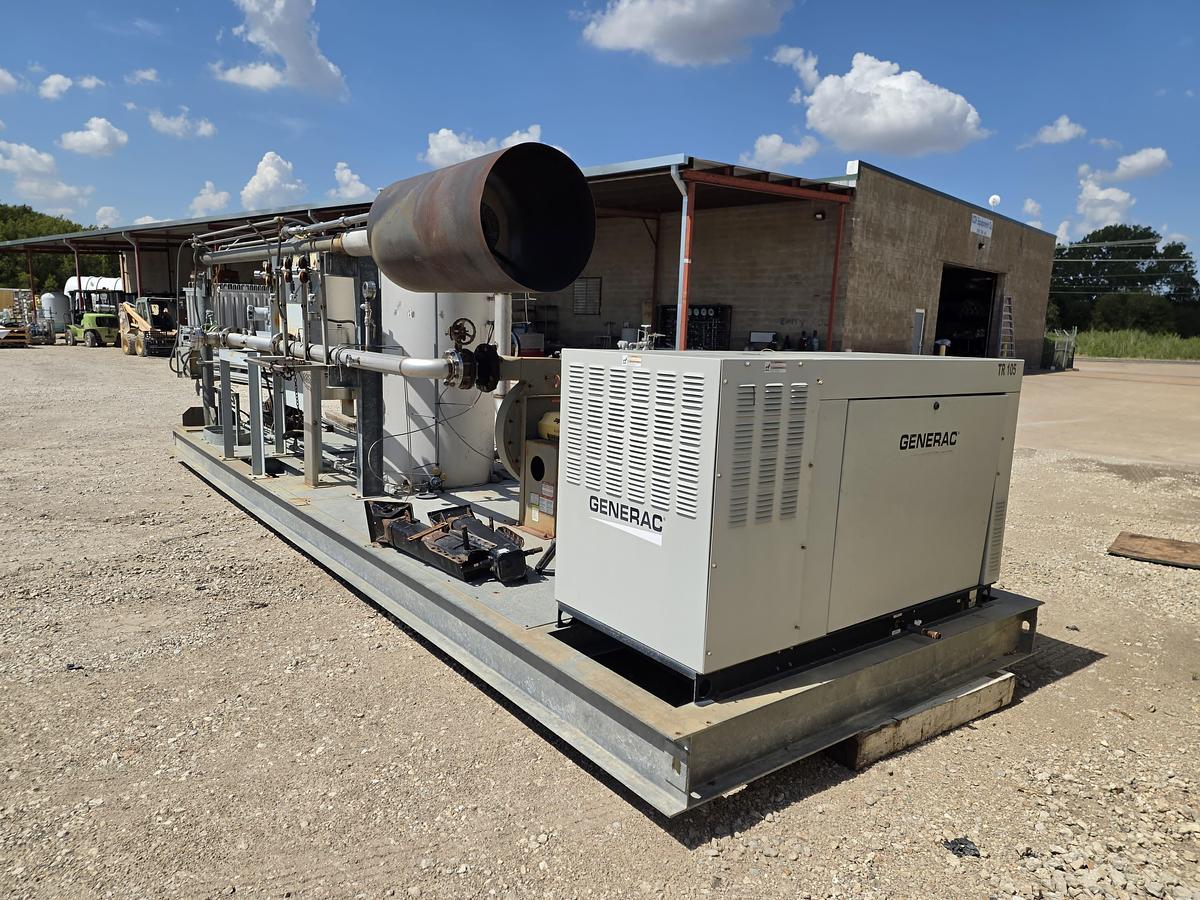 Used Parnel Biogas PNL-101 Landfill/Digester Gas Flare Skid – Blower, Flame Safety Controls & Generac Standby Generator