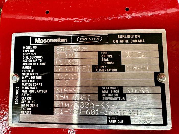 Used Masoneilan 3" Model 88U-25125 Diaphragm Control Valve | 1" Body | 150 ANSI