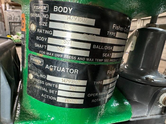 Used Fisher V150 Control Valve with 1052 Size 20 Pneumatic Actuator | 1" | ANSI CL150