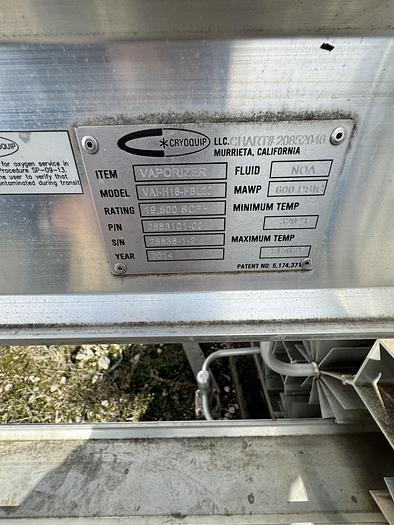 Used 2014 CryoQuip VAI-H16-FBL20 Vaproizer