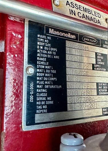 Used Masoneilan 3" Model 88U-25125 Diaphragm Control Valve | 1" Body | 300 ANSI | SVI-2 Valve Positioner | Air Filter Regulator