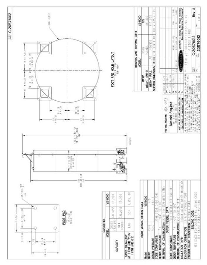Used Vertical Cryogenic Tank 18,000 Gallon - LNG Storage VS-18000SC-175CS-S100-LNG