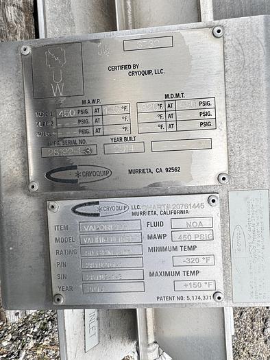 Used 2014 MAWP 450PSIG Vaporizer