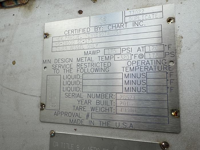 Used LNG Storage 18,000 Gallons Chart with 2 pumps - Brand New - Underground  Horizontal