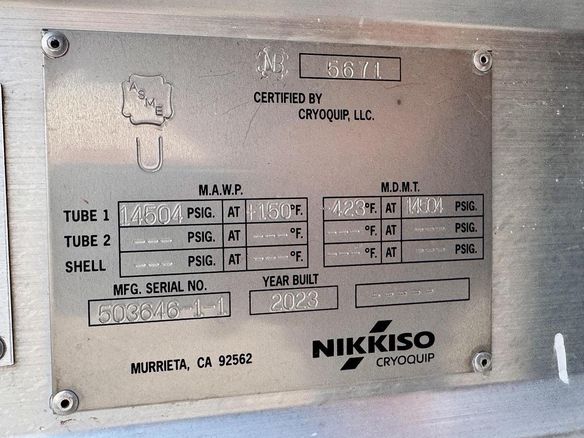 2023 700 Bar LH2 Vaporizer VAI-848-SSL18-SP Pressure 14500 psi flow 330lb/hr Min or 80,000 SCFH Temp -423F ASME