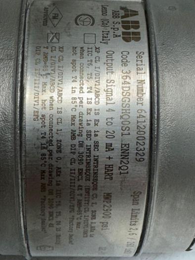 Used ABB 2600T Fill Fluid Transmitter Model