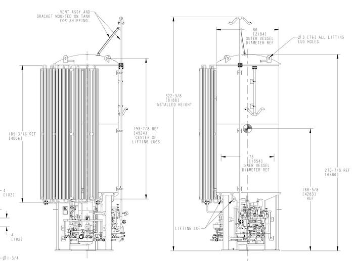 Used 3,000 Gallon LNG Storage Tank with Vaporizor - Cryogenic Tank