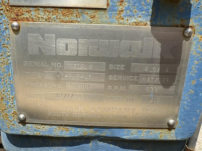 Used CNG Compressor - Norwalk NQSV3-15 230/460/3 30hp motor 15 - 3600 psi @ 50 scfm