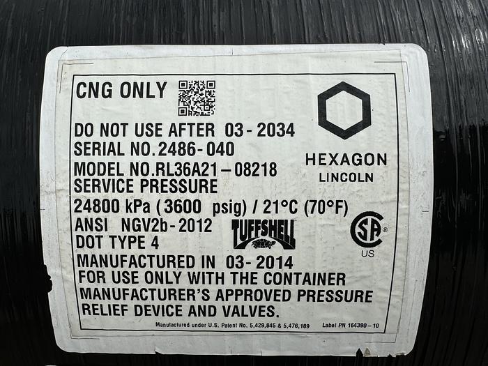 Used 2014 Lincoln Haxagon / Agility, 100 GGE Back of the cab CNG Tank Packages, Type 4 cabron cylinders