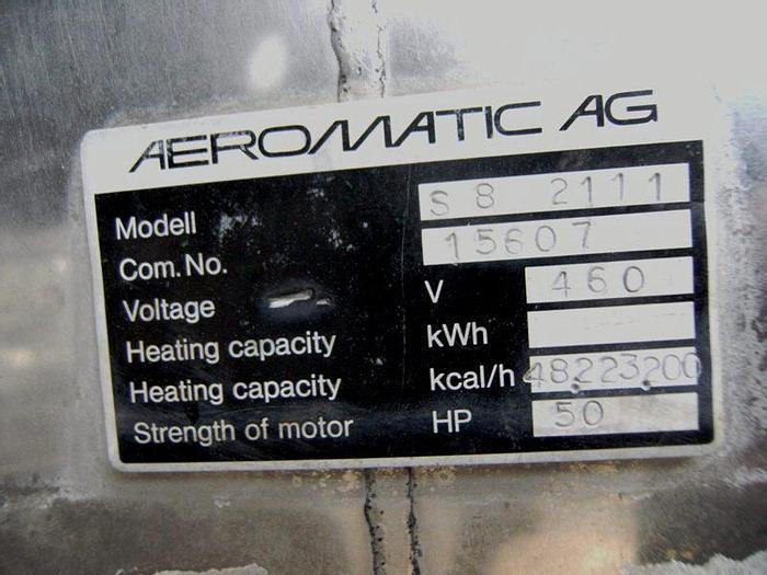 Used Dryer, Fluid Bed, 28 CF, Sani S/st, Aeromatic, Model S8 #S740328