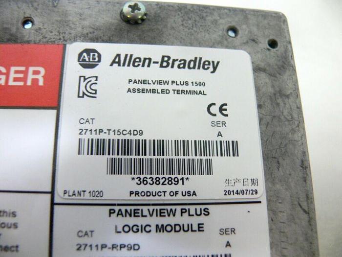 Used Allen Bradley PanelView Plus 1500 Terminal 2711P-T15C4D9 PLC Operator Interface