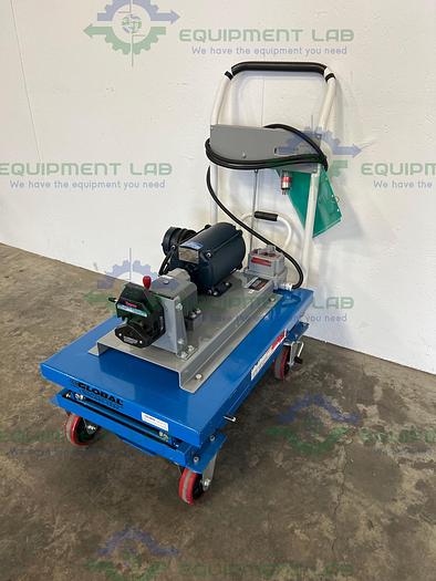 Used Leeson A6C17EB20M Metering Peristaltic Pump w/ Adjustable Rolling Cart 115/230V