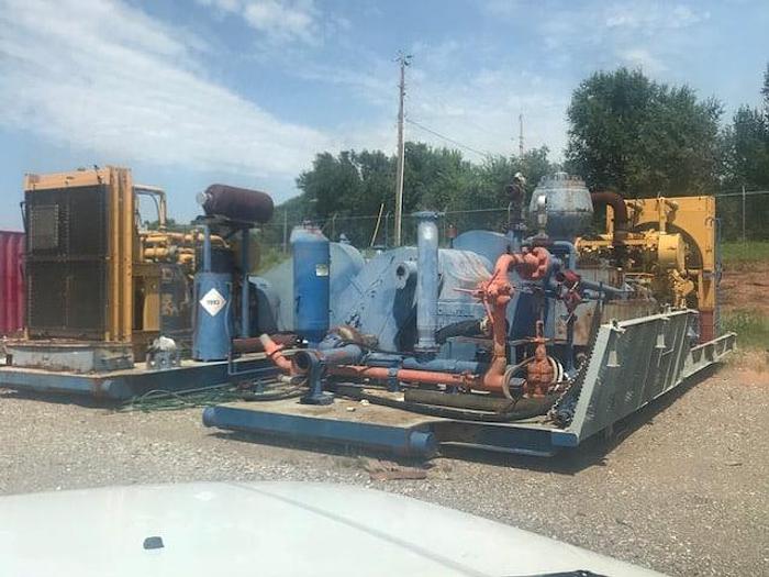 Used A-1100 PT Oilwell 1100 HP Triplex Mud Pump Pkgs. w/ 3508B SCAC CAT Power Units w/ C-300-80 NOV Torque Converters