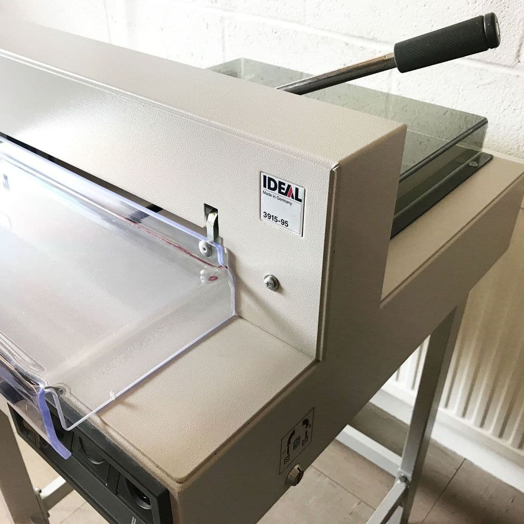 Used Used IDEAL 3915-95 Electric Office Desktop Paper Guillotine With Optional Stand Guillotine With Cabinet