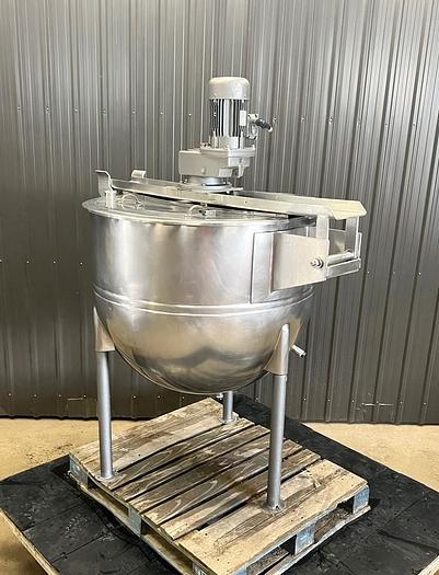 Used 150 GALLON LEE SINGLE MOTION KETTLE - S/S - 50 PSI JACKET