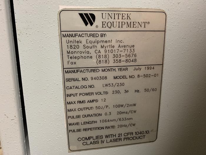 Used MIYACHI UNITEK LW53 COMPACT YAG LASER