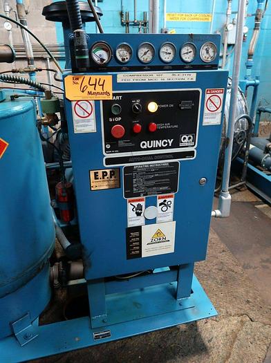 Used QUINCY 490 100 HP ROTARY SCREW AIR COMPRESSOR