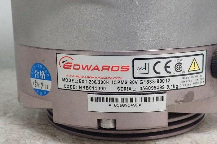 Used Edwards Model EXT 200/200H ICPMS 80V G1833-89012 Turbomolecular Vacuum Pump