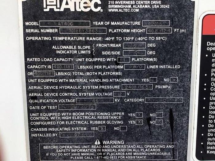 Used 2018 ALTEC AT40G