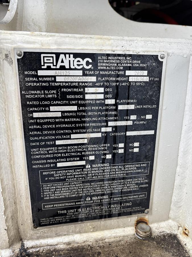 Used 2020 ALTEC AH125
