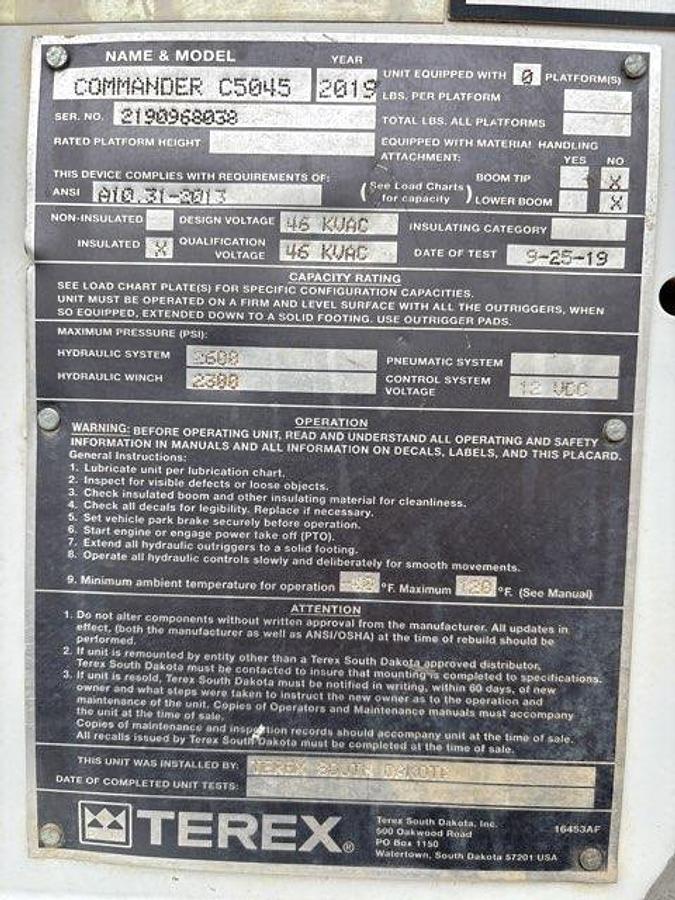 Used 2020 TEREX COMMANDER C5045