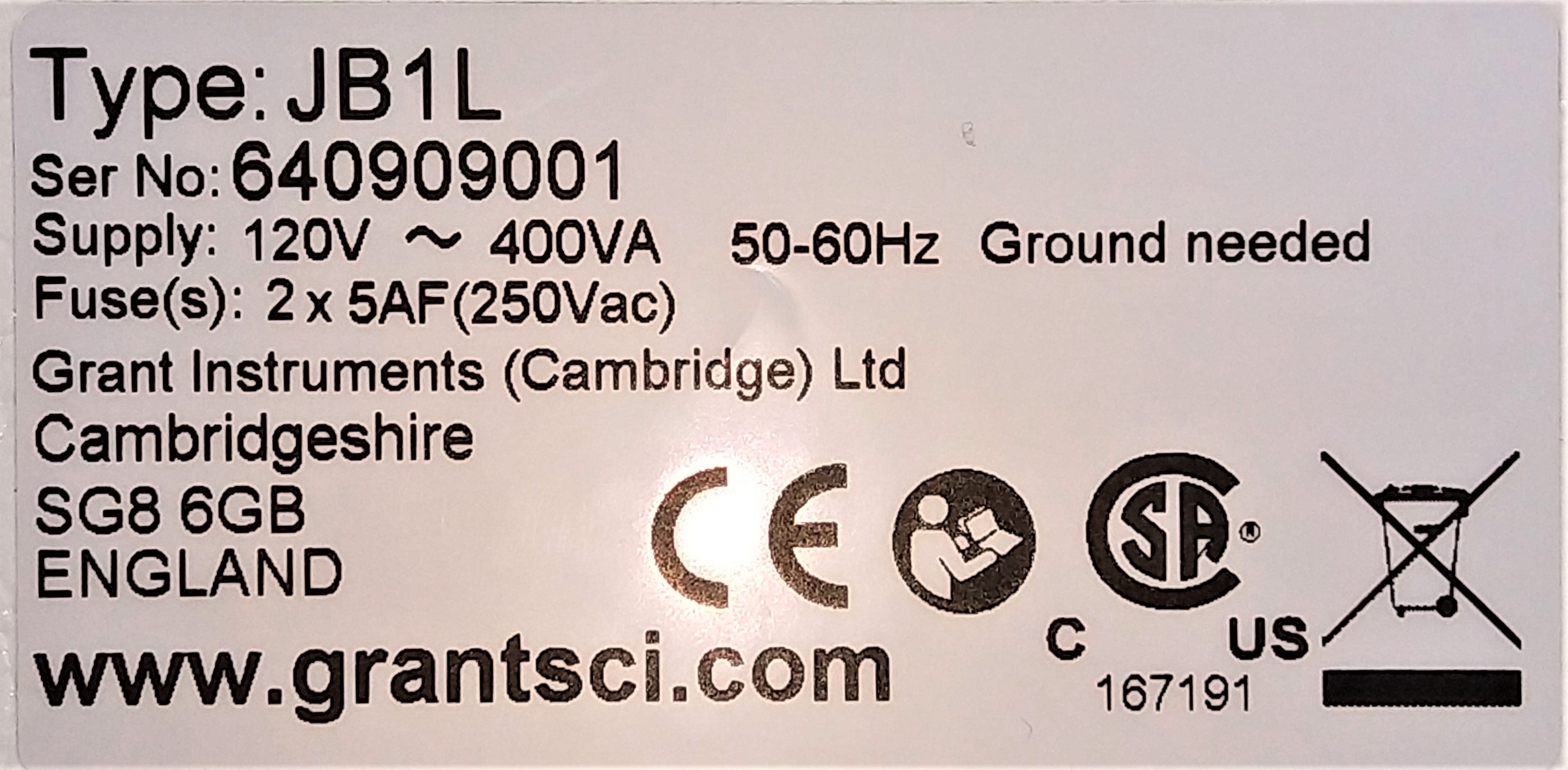 New Open Box Grant JB1L Analog Water Bath - 3.5L