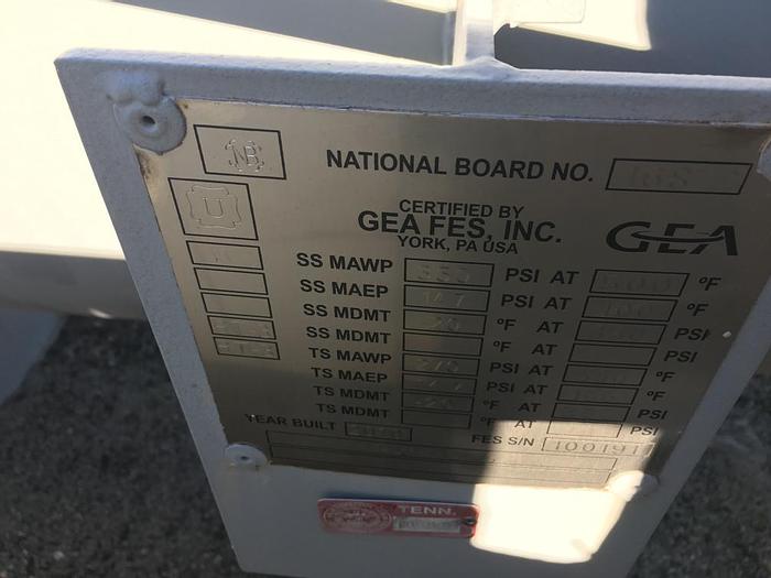Used Unused GEA FES Inc. approximately 4,016 square foot horizontal Shell and Tube heat exchanger