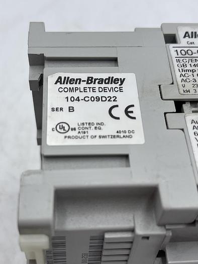 Used Allen-Bradley 104-C09D22 Ser B 100-C09*10 Ser A