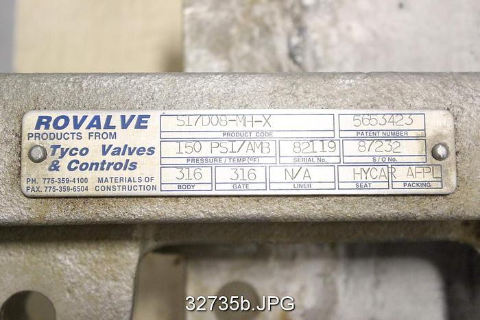 Used Rovalve S17D08-MH-X 8" Hand Operated Knife Gate Valve #32735