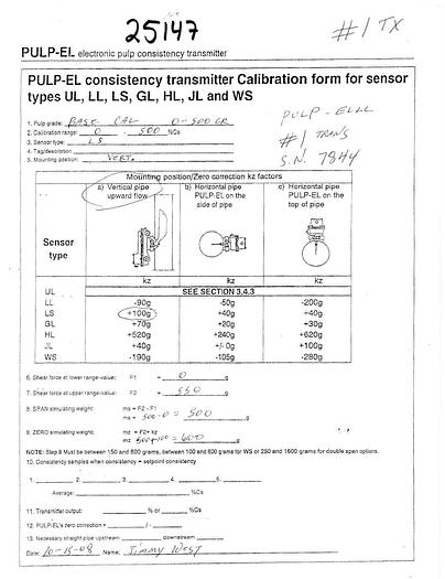 Used Valmet PULP-EL Consistency Transmitter, With LS Blade #25147