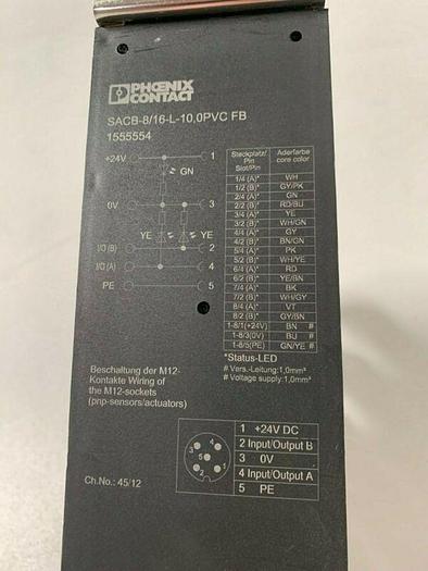 Used Phoenix Contact SACB-8/16-L-10,0PVC FB 1555554 Passive Sensor/Actuator Interface