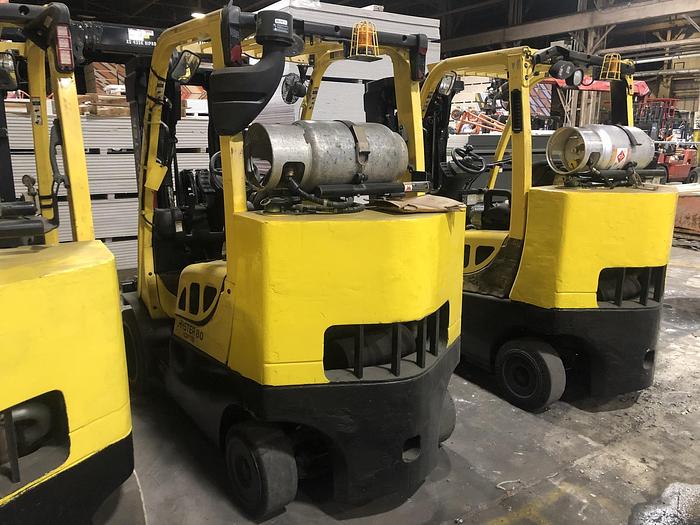 Used 8,000 POUND HYSTER MODEL S80FTBCS MFG. 2013 85" LOWERED MAST