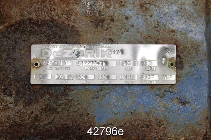 Used Dezurik 16" Hand Operated Knife Gate Valve #42796