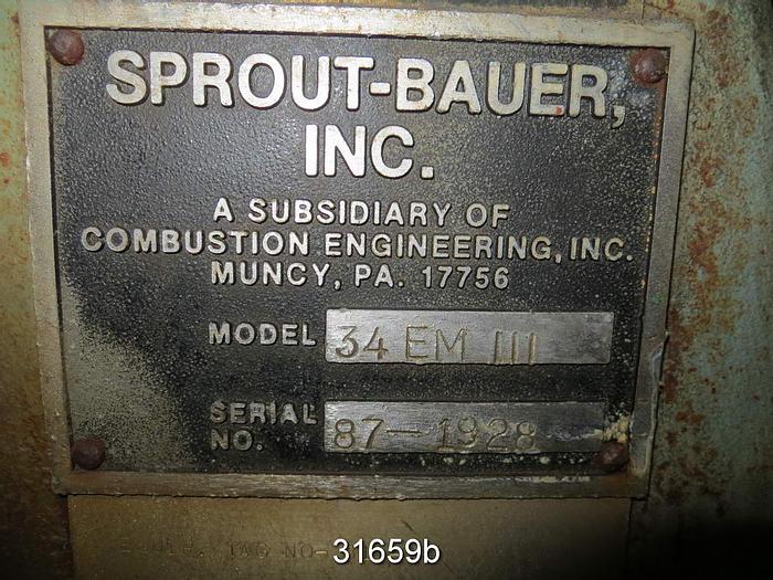 Used Sprout Bauer 34EMIII Refiner #31659