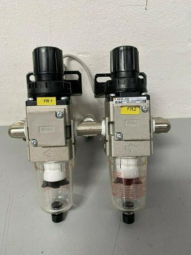 Used Lot of 2 SMC AW20-F02 Filter Regulator w/ SMC IS10-01-6 Pressure Switch