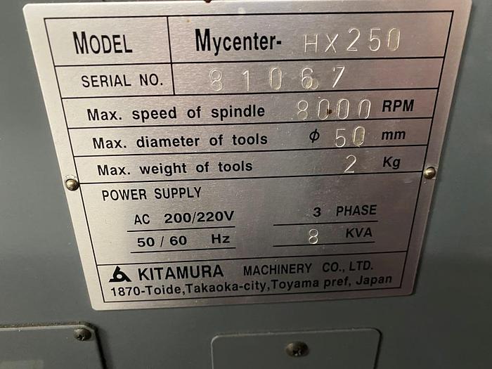 Used 1998 Kitamura Mycenter HX250 Horizontal Machining Center