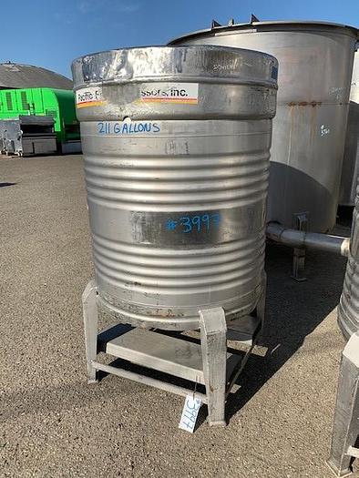 Used 211 Gallon Round Stainless Steel Tote Tanks