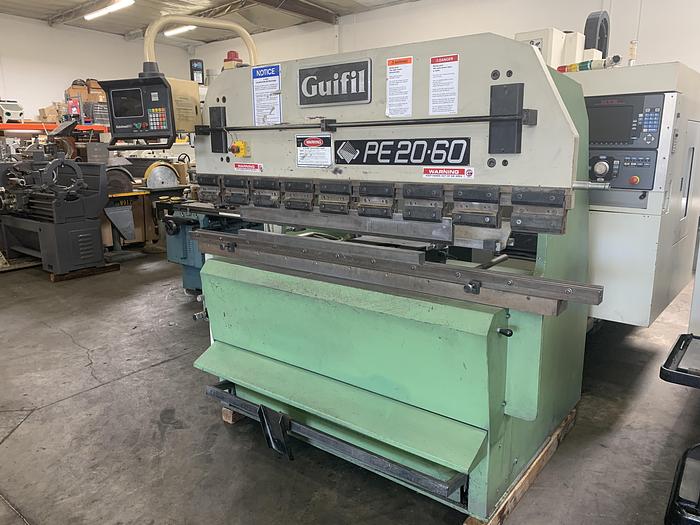 Used Guifil Model PE-20, 66 Ton Hydraulic CNC Press Brake, 1990 Equipped with Autobend Model 5C Controls, Loaded with Dies.