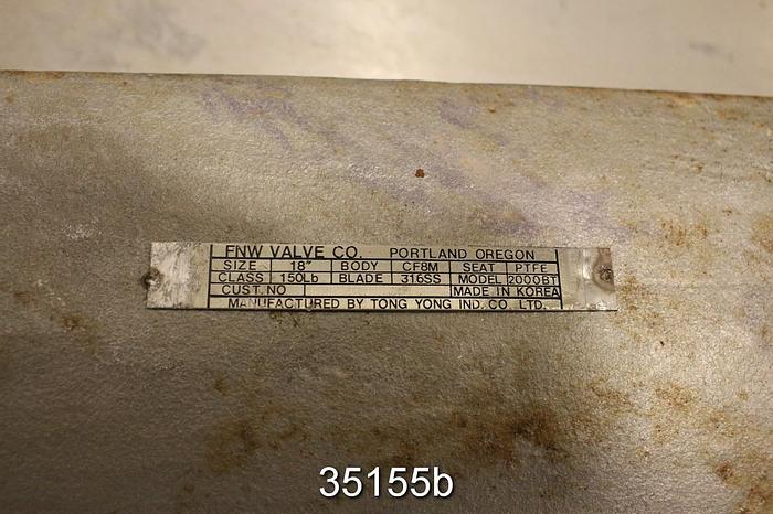 Used Fnw 18" Hand Operated Knife Gate Valve #35155
