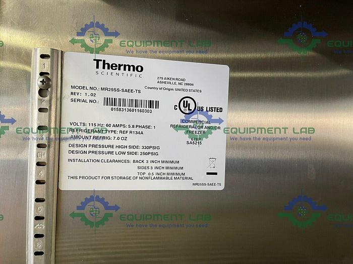 Used Thermo Scientific MR25SS-SAEE-TS GPR Series +4C° Lab Refrigerator 23 Cu, Ft