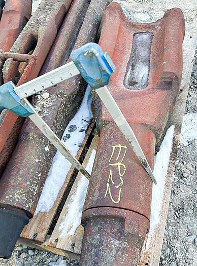 Used 14-3/4" Cable Tool Drill Chisel Bit, 35" Length, 4" X 5" API Pin Thread.