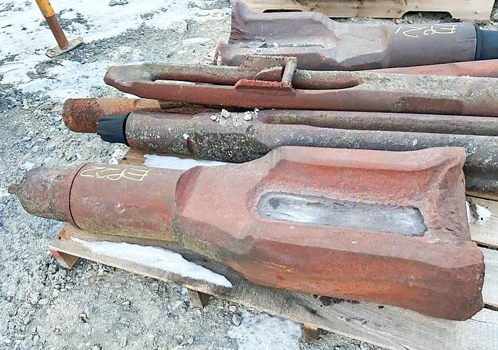 Used 14-3/4" Cable Tool Drill Chisel Bit, 35" Length, 4" X 5" API Pin Thread.