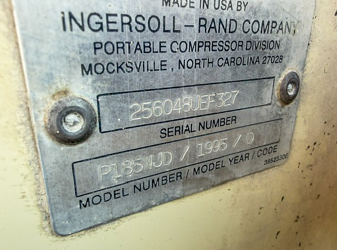 Used 1995 Ingersoll-Rand 185 CFM Air Compressor