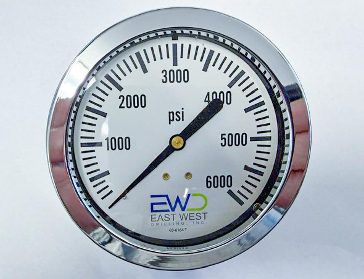 6,000 PSI Liquid-Filled 4" Panel-Mount Pressure Gauge