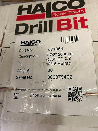 Used Halco 7-7/8” QL60 Hammer Bit