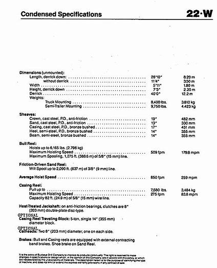 Used Bucyrus Erie 22-W Cable Tool Drill Rig