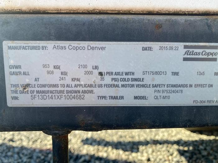 Used 2015 Atlas Copco QLT-M10 6 kVA Light Tower